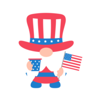 4th of july. Gnomes wore an American flag costume to celebrate Independence Day. png