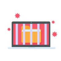 Computer with red screen. The concept of ransom computer virus infection from email png