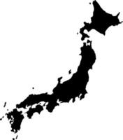 Black colored Japan outline map. Political japanese map. vector