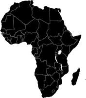 Black colored Africa outline map. Political african map. Vector illustration
