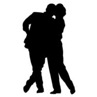 Vector silhouettes of couples. Standing couple shape. Black color on isolated white background. Graphic illustration.