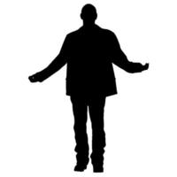 Vector silhouettes of men. Standing man shape. Black color on isolated white background. Graphic illustration.