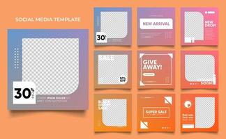 social media template banner fashion sale promotion in gradient colorful color vector