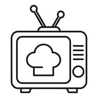 icono de programa de cocina de tv, estilo de esquema vector