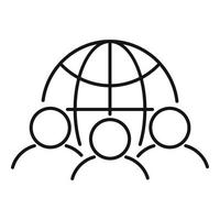 Global collaboration icon, outline style vector