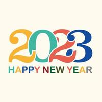 diseño tipográfico para los saludos de año nuevo 2023 en colores tranquilos y suaves. fondo de nochevieja 2023 con colores vivos para celebrar la fiesta de año nuevo vector