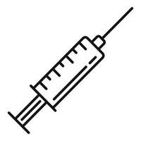 Medical plastic syringe icon, outline style vector