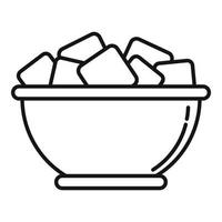 Bowl sugar cubes icon, outline style vector