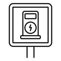 Road sign charging station icon, outline style vector