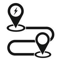 Electric car route icon, simple style vector