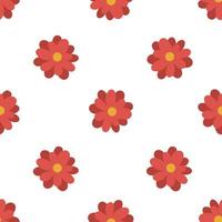 Vector pattern with red abstract flowers. Pattern with cartoon red flowers.