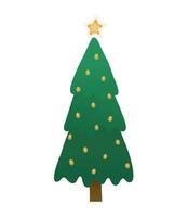 Christmas tree with light garland illustration. New year symbol. Seasonal fir tree. vector