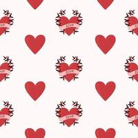 Vector pattern with hearts. Pattern for Valentine's Day. Heart pattern with twigs.