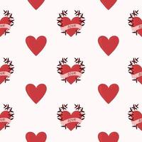 Vector pattern with hearts. Pattern for Valentine's Day. Heart pattern with twigs.