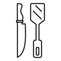 icono de espátula de cuchillo de cocina, estilo de esquema vector