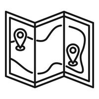 Hiking map icon, outline style vector