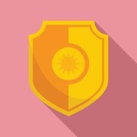 Sun block shield icon, flat style vector