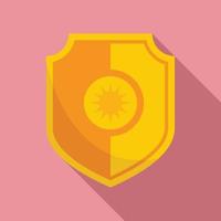 Sun block shield icon, flat style vector