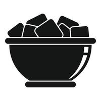 Bowl of sugar cubes icon, simple style vector