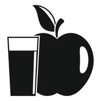 icono de manzana fresca de vaso de agua, estilo simple vector