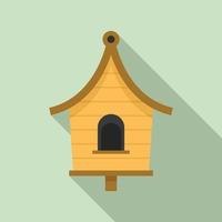 Wood bird house icon, flat style vector