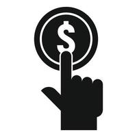 icono de devolución de efectivo de moneda push, estilo simple vector