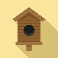 Old bird house icon, flat style vector