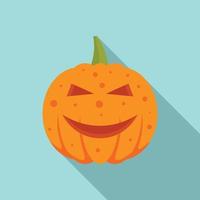 Smiling pumpkin icon, flat style vector