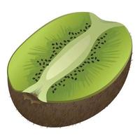 icono de kiwi medio tropical, estilo de dibujos animados vector