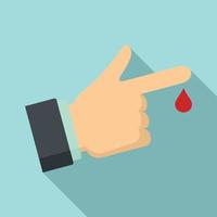 Finger drop blood icon, flat style vector