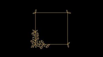 Christmas Floral flower leaf golden frame copy space animation with alpha channel. video