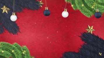 vrolijk Kerstmis achtergrond bal hangende animatie, bal draaien, boom blad decoratie ornament met alpha kanaal video