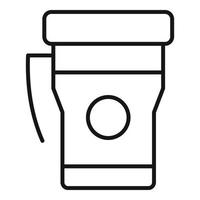 icono de taza termo, estilo de esquema vector