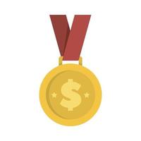 Money gold medal icon, flat style vector