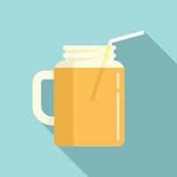 Orange juice jar icon, flat style vector