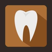 White tooth icon in flat style vector