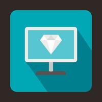 Computer monitor with a diamond icon vector