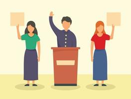 People support candidate concept background, flat style vector