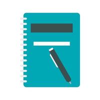 Notebook with pen icon, flat style vector