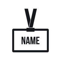 Plastic Name badge with neck strap icon vector