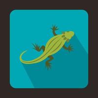 Striped iguana icon, flat style vector