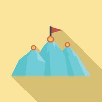 Business mountains target icon, flat style vector