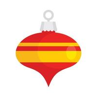 Red xmas cone toy icon, flat style vector