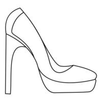 mujer, zapatos, icono, vector, línea fina vector