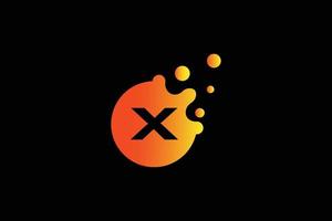 Letter X logo . X letter design vector with dots vector illustration . Letter mark logo with orange and yellow gradient.