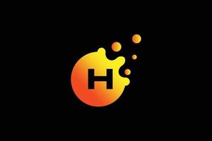 Letter H logo . H letter design vector with dots vector illustration . Letter mark logo with orange and yellow gradient.