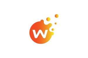 Letter W logo . W letter design vector with dots vector illustration . Letter mark logo with orange and yellow gradient.