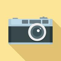 Retro camera icon, flat style vector