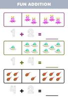 juego educativo para niños divertido además contando y rastreando el número de lindos dibujos animados extraterrestre ovni cometa imprimible hoja de trabajo del sistema solar vector