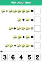 Education game for children fun addition by cut and match correct number for cute cartoon dragonfly printable bug worksheet vector